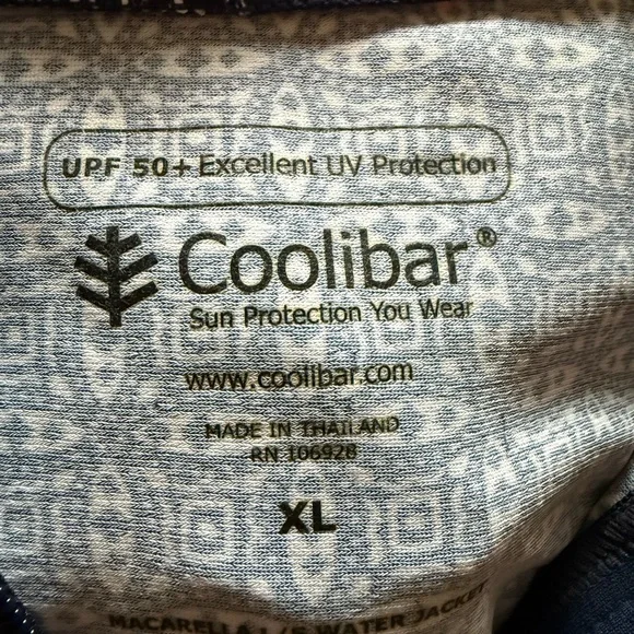 Coolibar Navy and White Marcarbella Patterned Swim Jacket XL - Picture 5 of 6